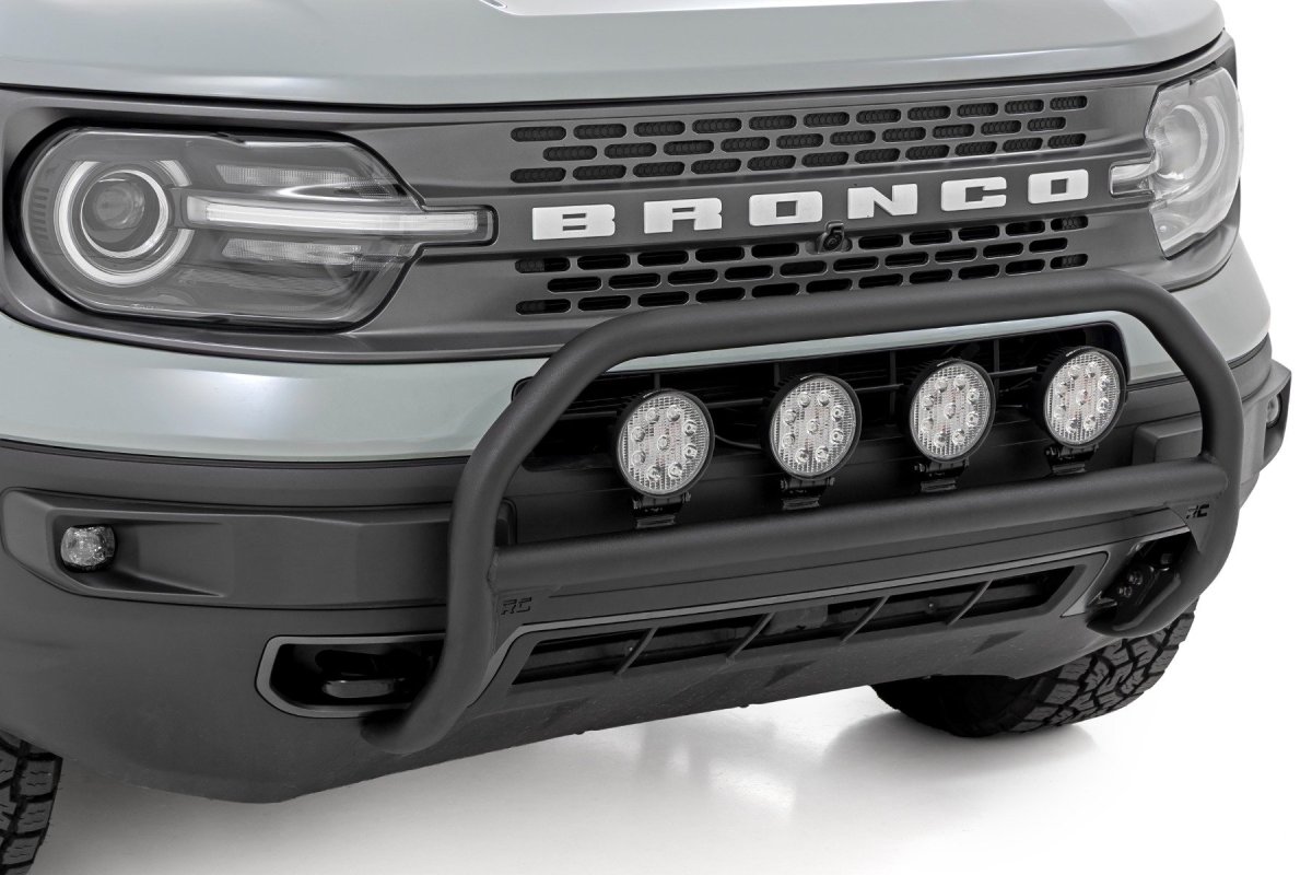 Ford Bronco Sport Nudge Bar - Rough Country - w/ Tow Hooks | 20 Inch Black Single Row LED - Black - '21-'24